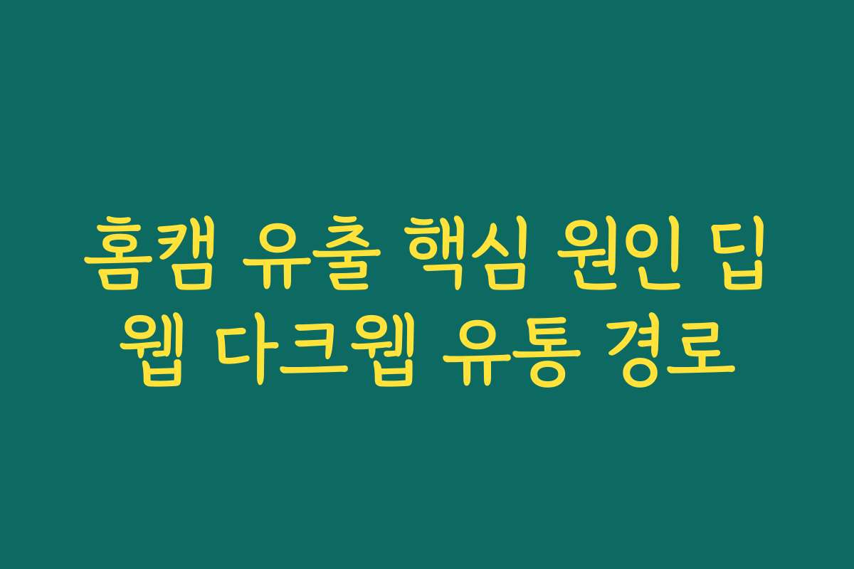 홈캠 유출 핵심 원인 딥웹 다크웹 유통 경로