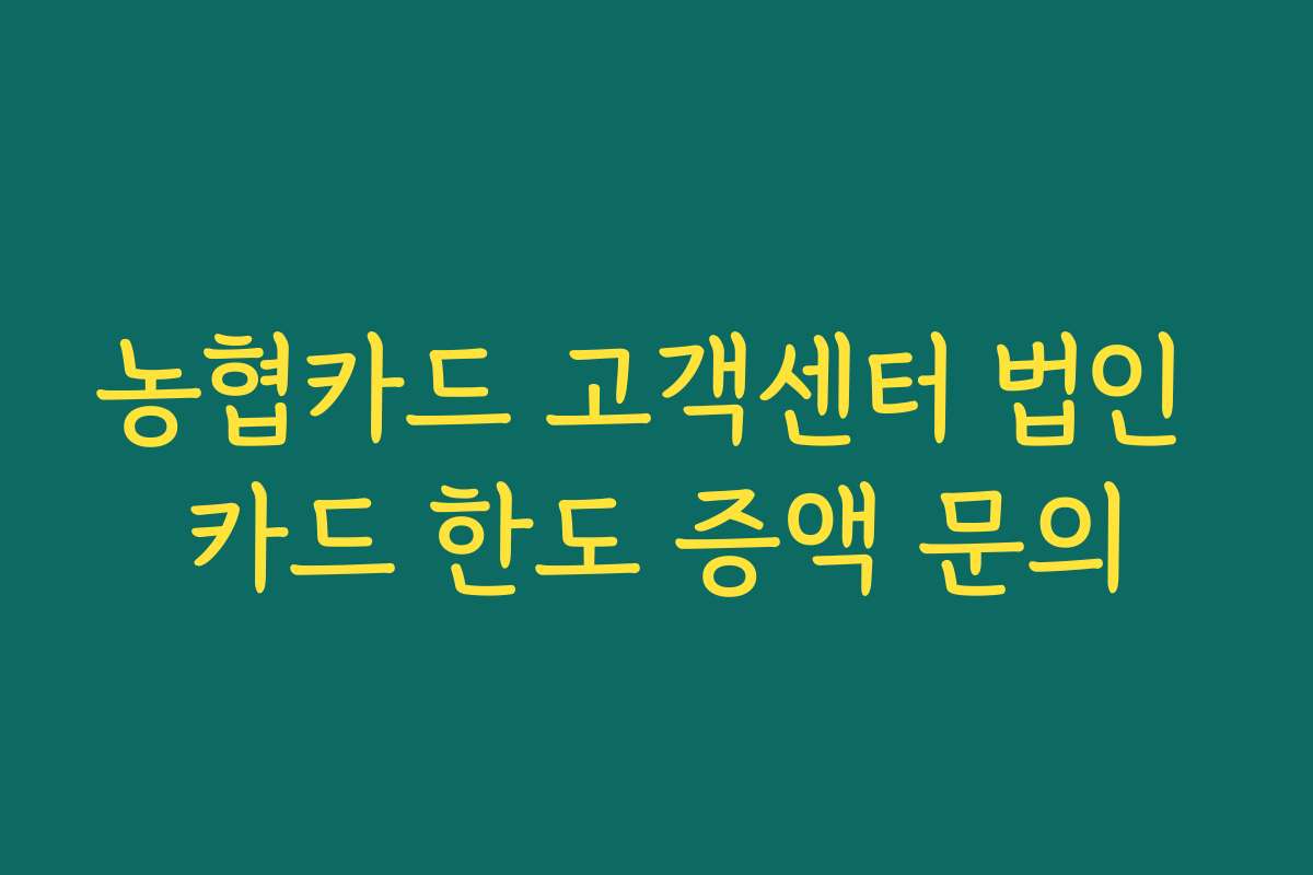 농협카드 고객센터 법인 카드 한도 증액 문의