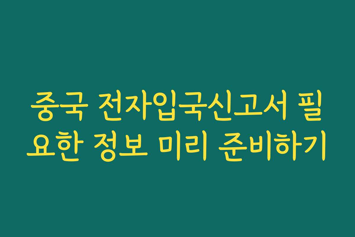 중국 전자입국신고서 필요한 정보 미리 준비하기 중국 전자입국신고서 필요한 정보 미리 준비하기