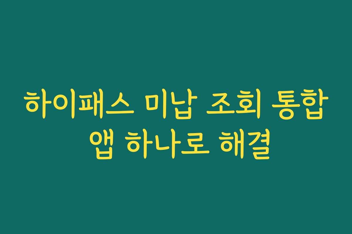 하이패스 미납 조회 통합 앱 하나로 해결