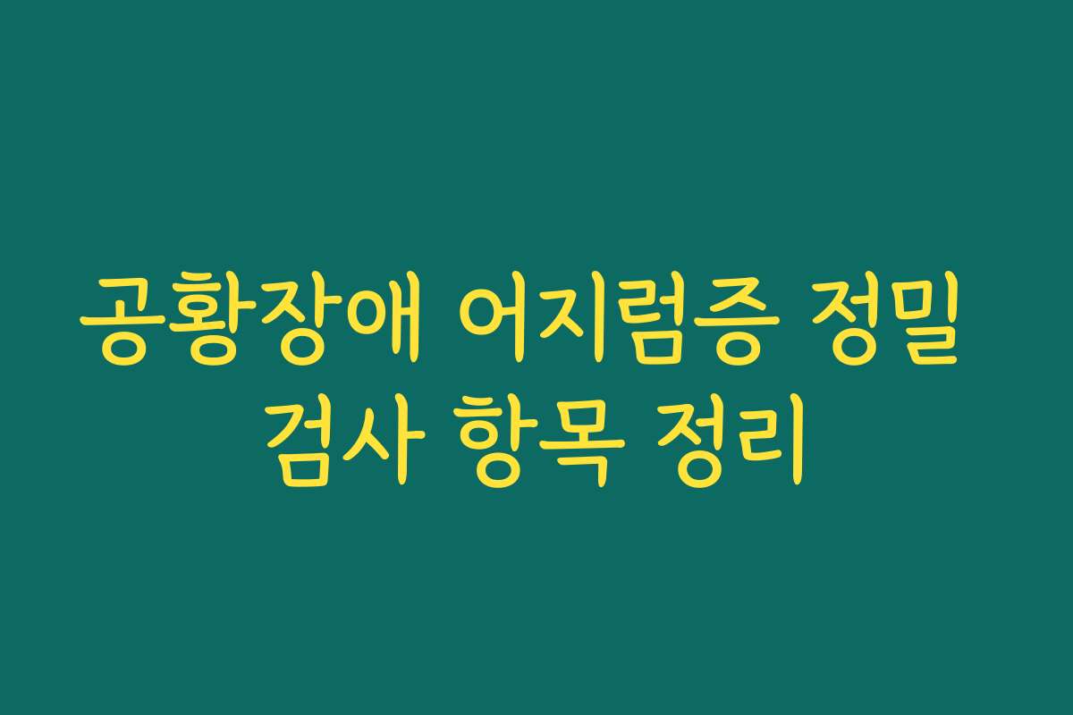 공황장애 어지럼증 정밀 검사 항목 정리