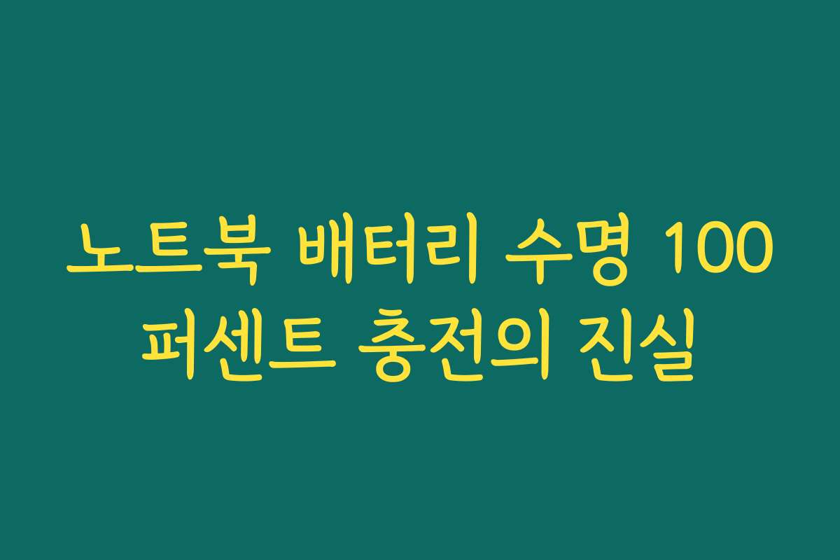 노트북 배터리 수명 100퍼센트 충전의 진실
