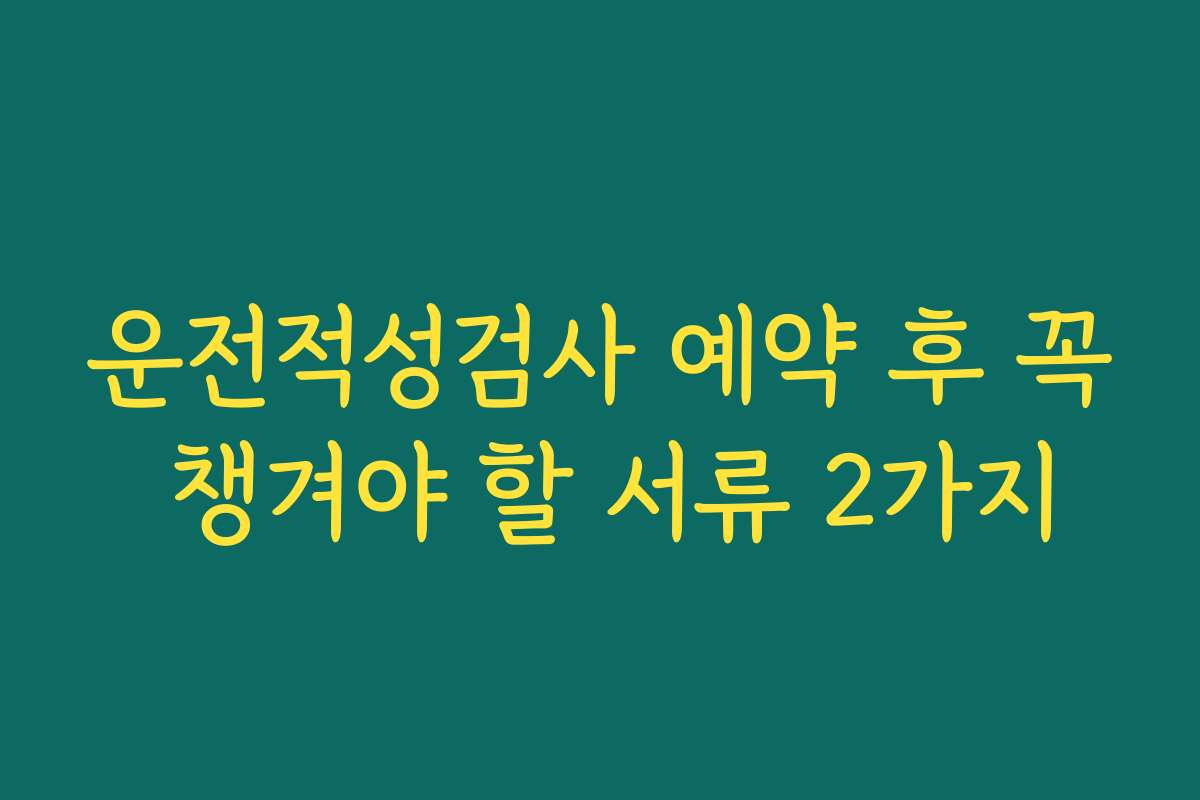 운전적성검사 예약 후 꼭 챙겨야 할 서류 2가지