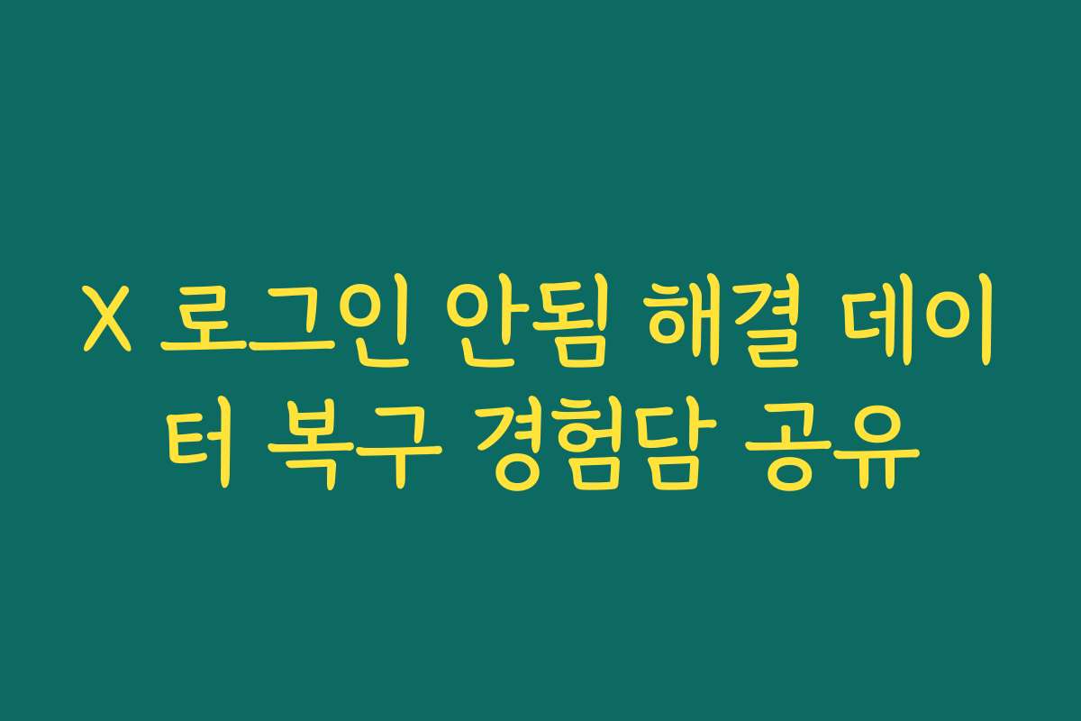 X 로그인 안됨 해결 데이터 복구 경험담 공유 X 로그인 안됨 해결 데이터 복구 경험담 공유