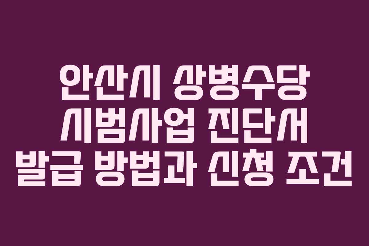 안산시 상병수당 시범사업 진단서 발급 방법과 신청 조건