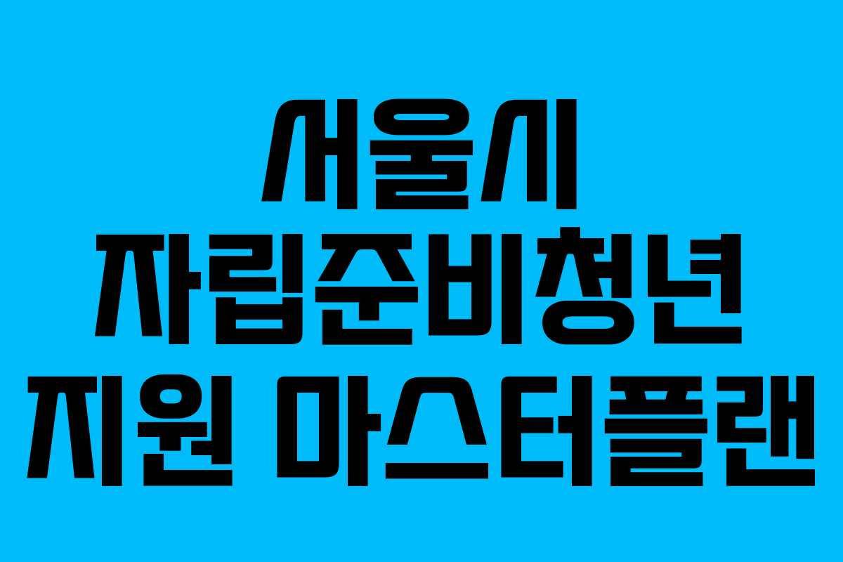 서울시 자립준비청년 지원 마스터플랜