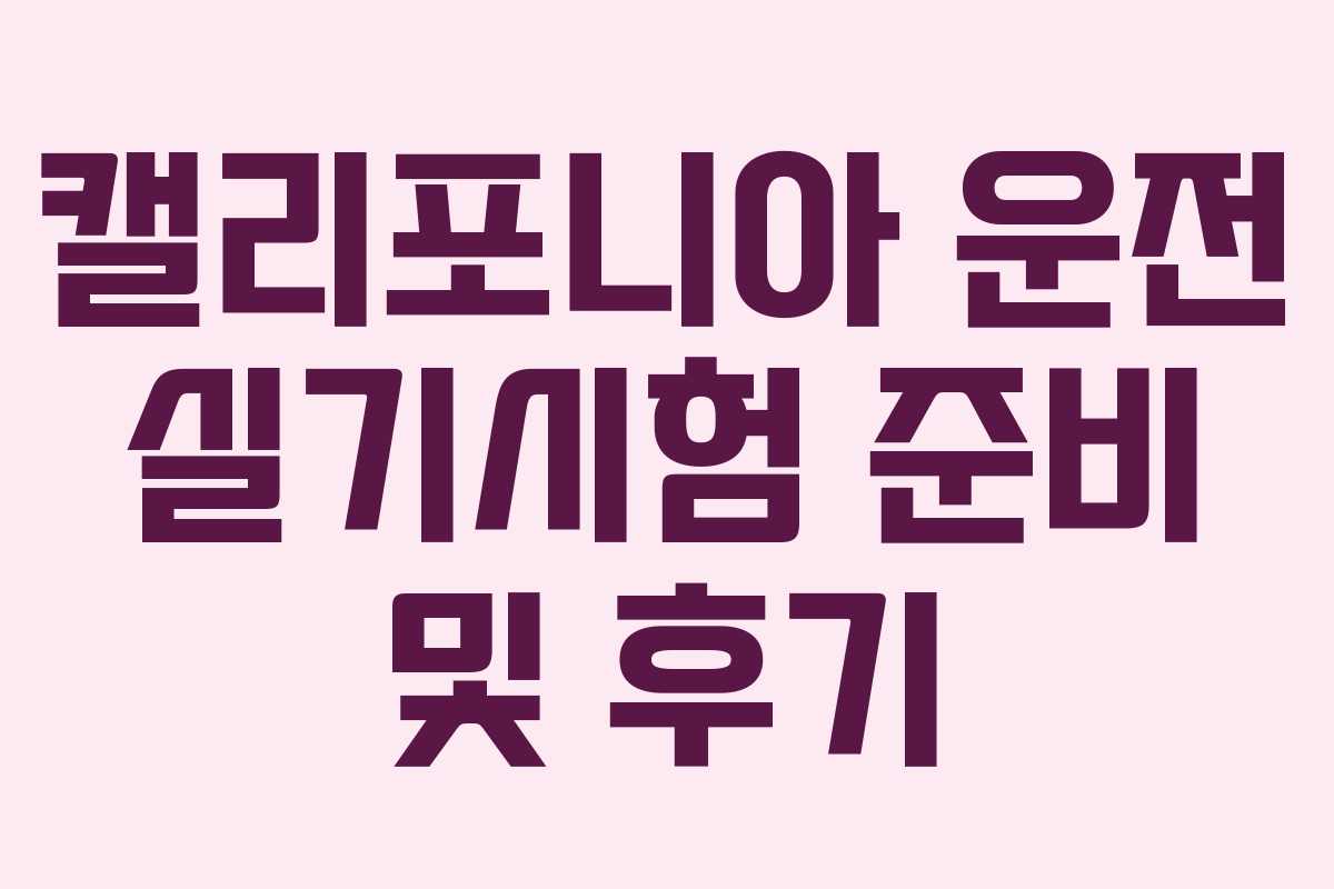 캘리포니아 운전 실기시험 준비 및 후기 캘리포니아 운전 실기시험 준비 및 후기