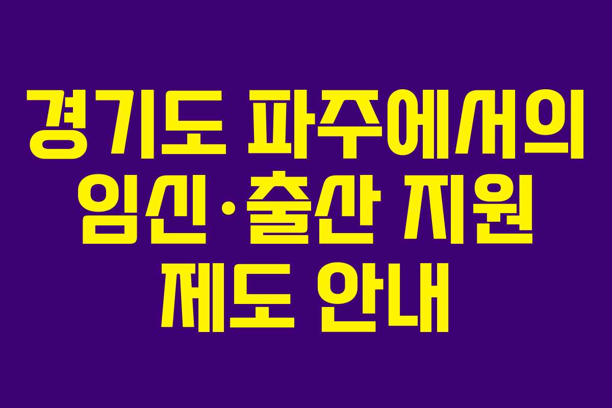 경기도 파주에서의 임신·출산 지원 제도 안내 경기도 파주에서의 임신·출산 지원 제도 안내