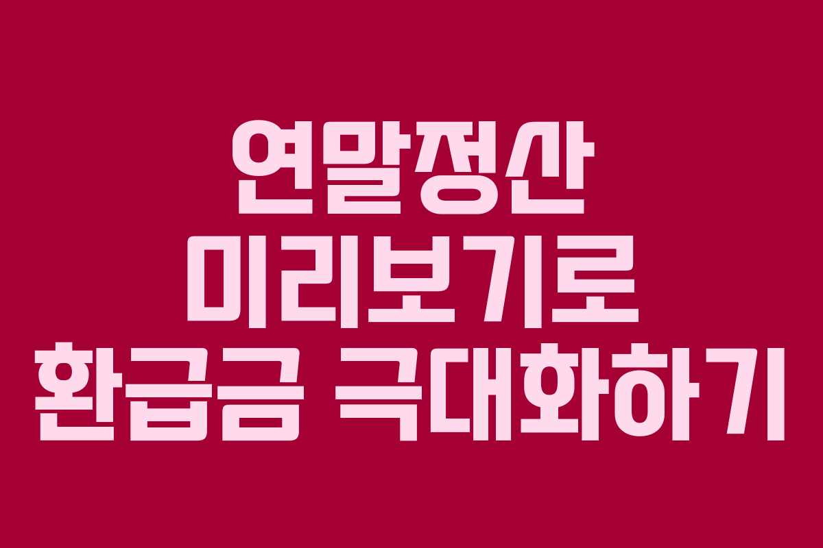 연말정산 미리보기로 환급금 극대화하기 연말정산 미리보기로 환급금 극대화하기