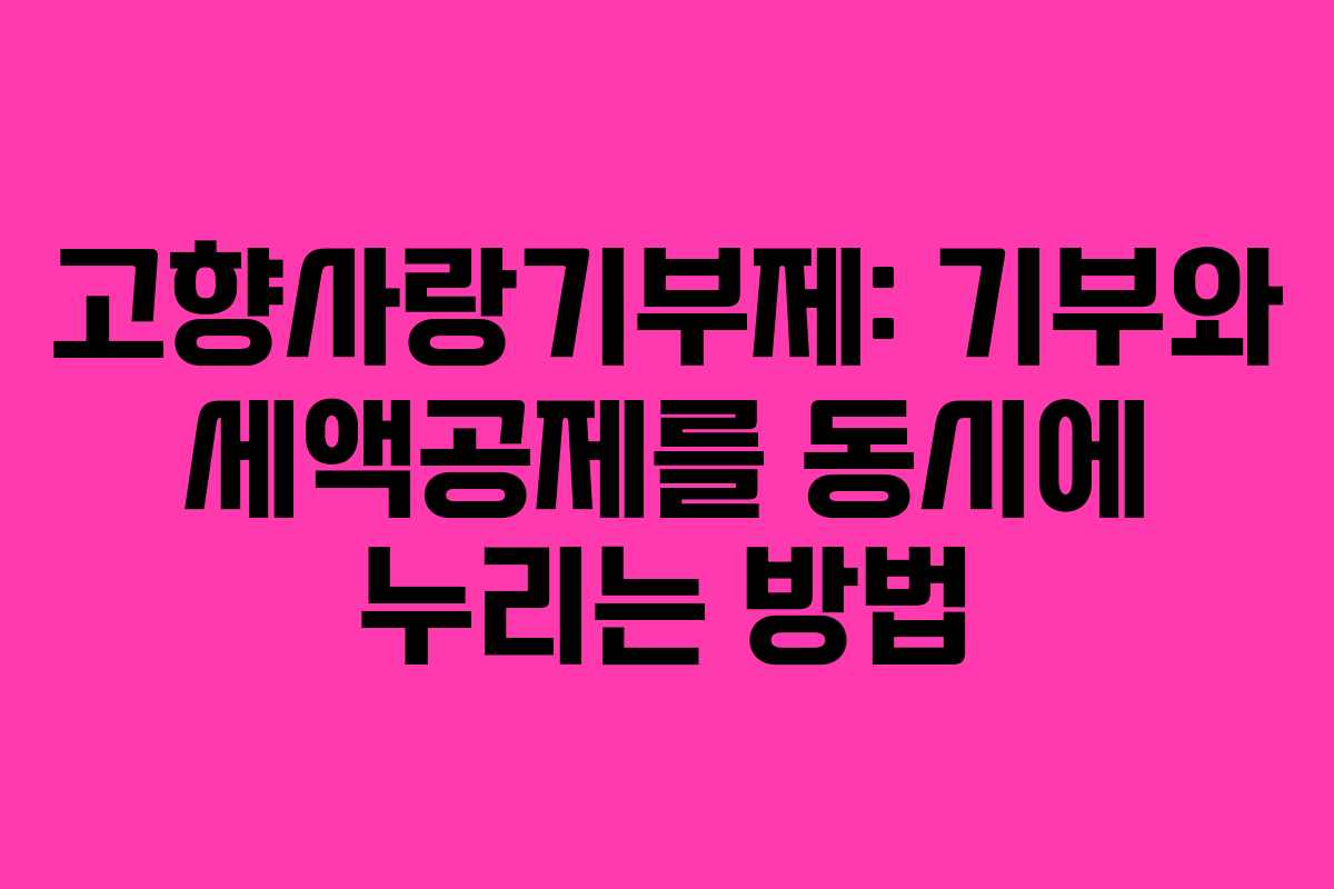 고향사랑기부제: 기부와 세액공제를 동시에 누리는 방법