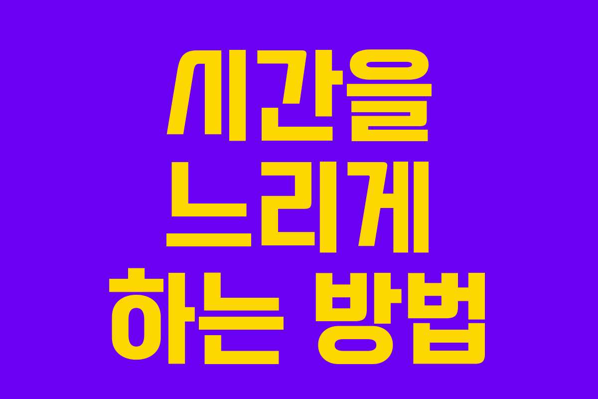 시간을 느리게 하는 방법