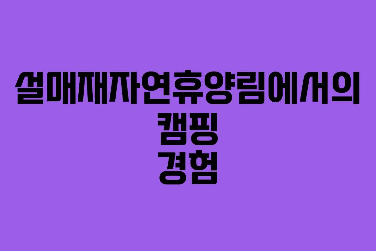 설매재자연휴양림에서의 캠핑 경험