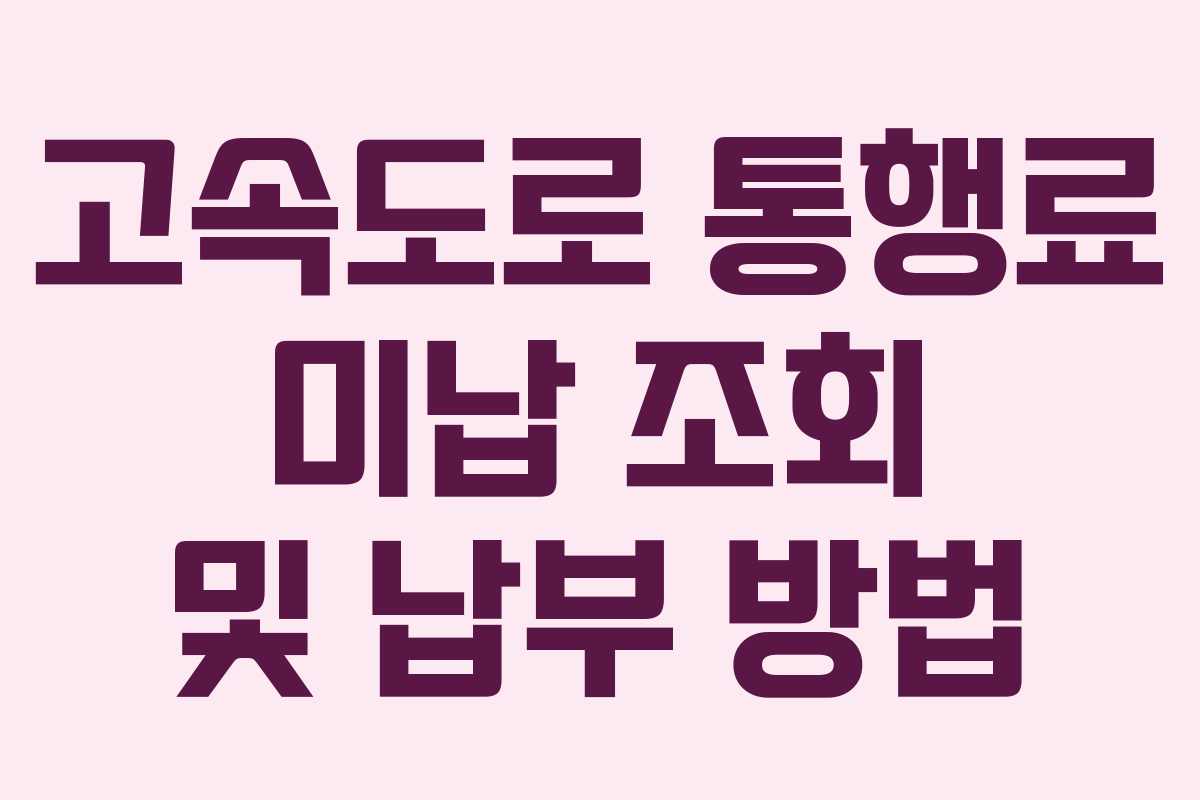 고속도로 통행료 미납 조회 및 납부 방법 고속도로 통행료 미납 조회 및 납부 방법