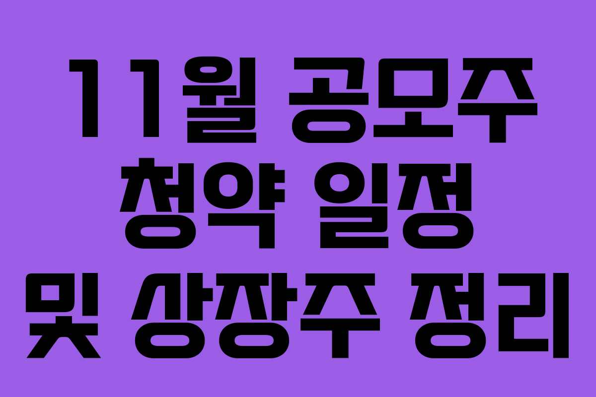 11월 공모주 청약 일정 및 상장주 정리