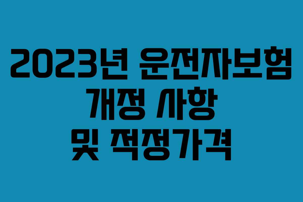 2023년 운전자보험 개정 사항 및 적정가격