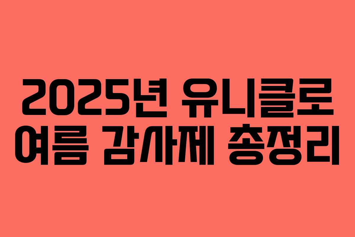 2025년 유니클로 여름 감사제 총정리
