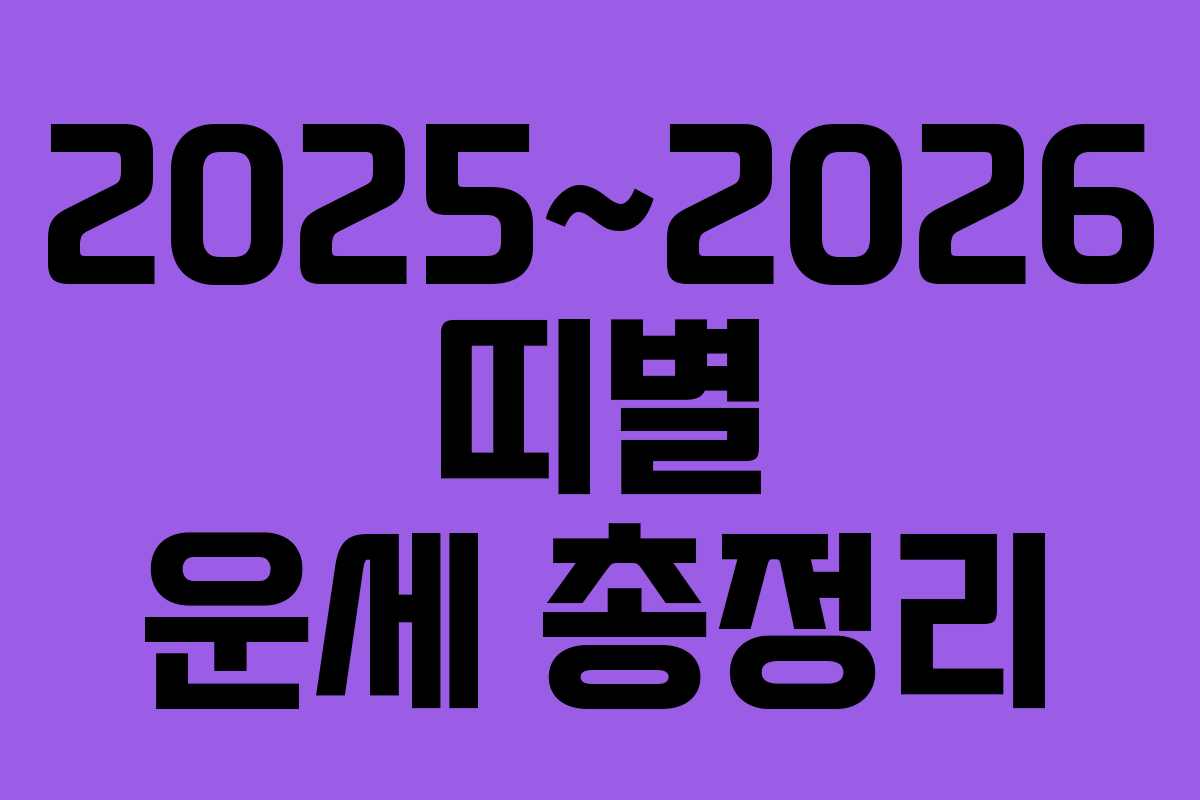 2025~2026 띠별 운세 총정리