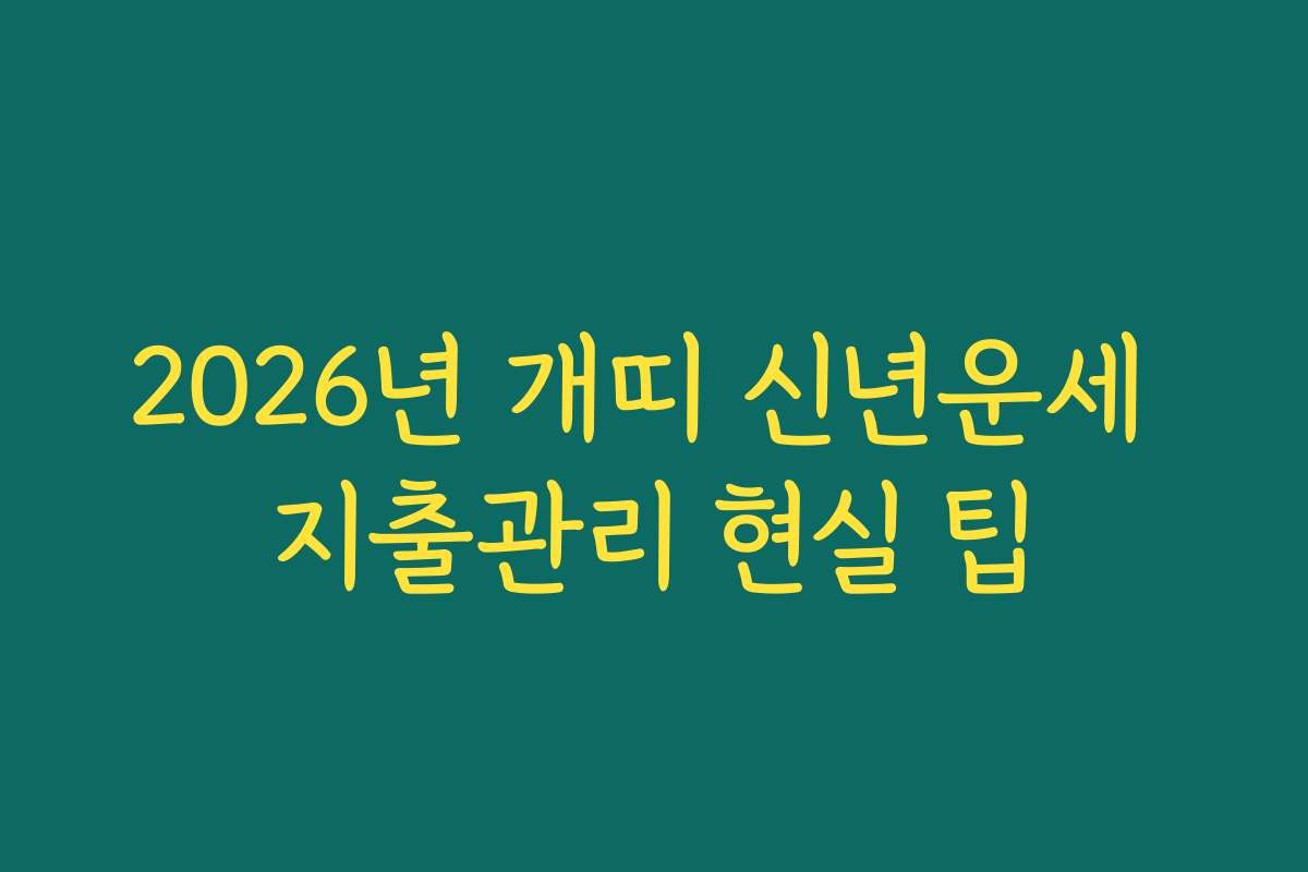 2026년 개띠 신년운세 지출관리 현실 팁