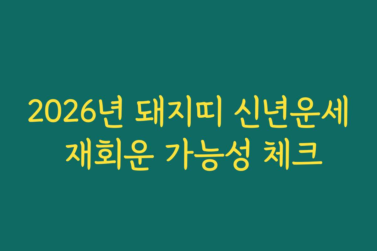 2026년 돼지띠 신년운세 재회운 가능성 체크 2026년 돼지띠 신년운세 재회운 가능성 체크