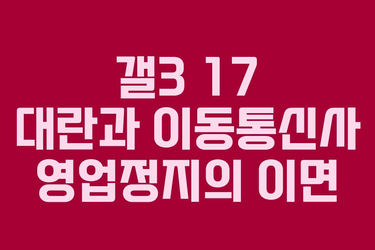 갤3 17 대란과 이동통신사 영업정지의 이면