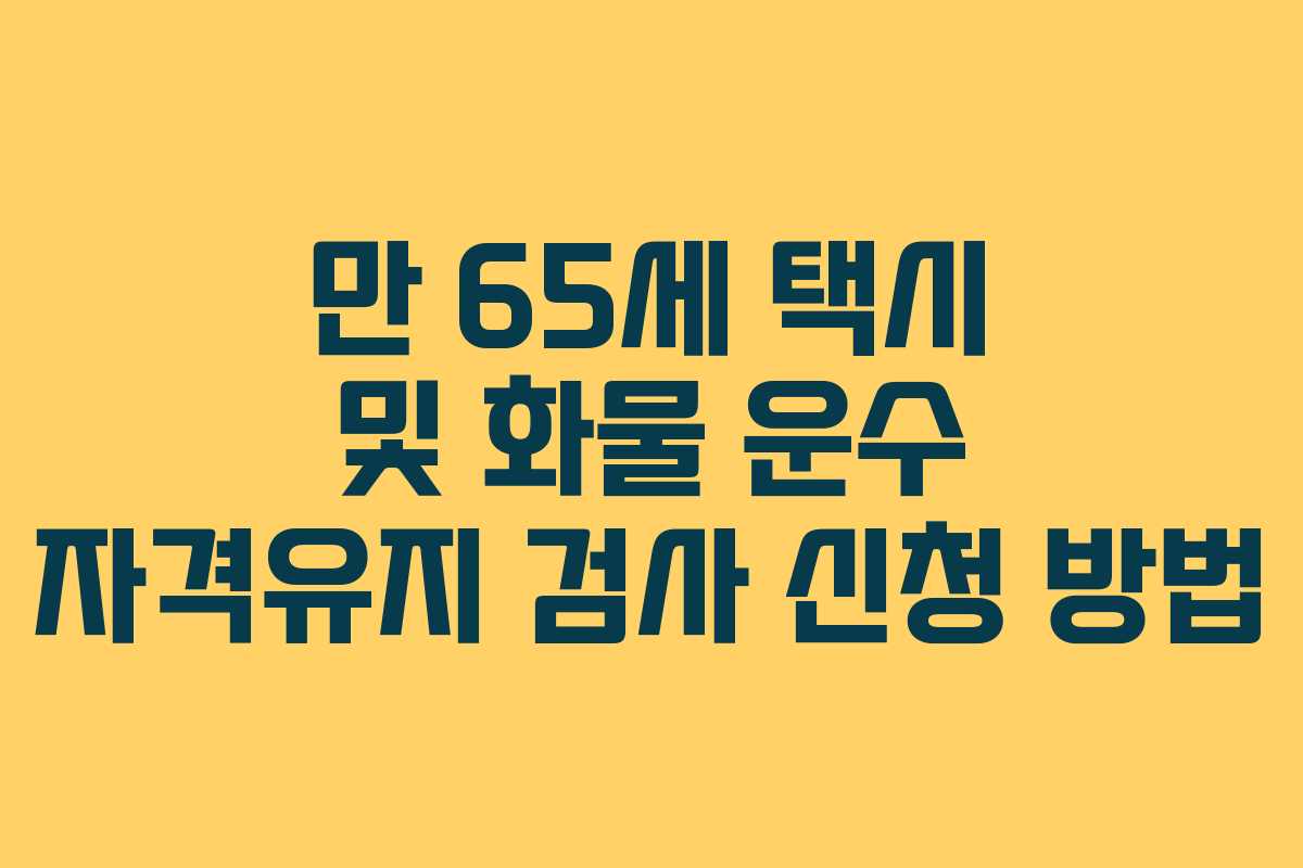 만 65세 택시 및 화물 운수 자격유지 검사 신청 방법
