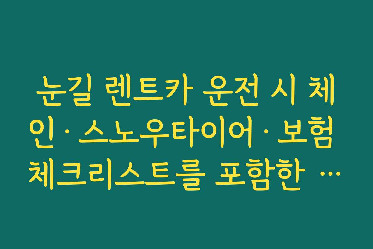 눈길 렌트카 운전 시 체인·스노우타이어·보험 체크리스트를 포함한 겨울 홋카이도 3박 4일 여행코스