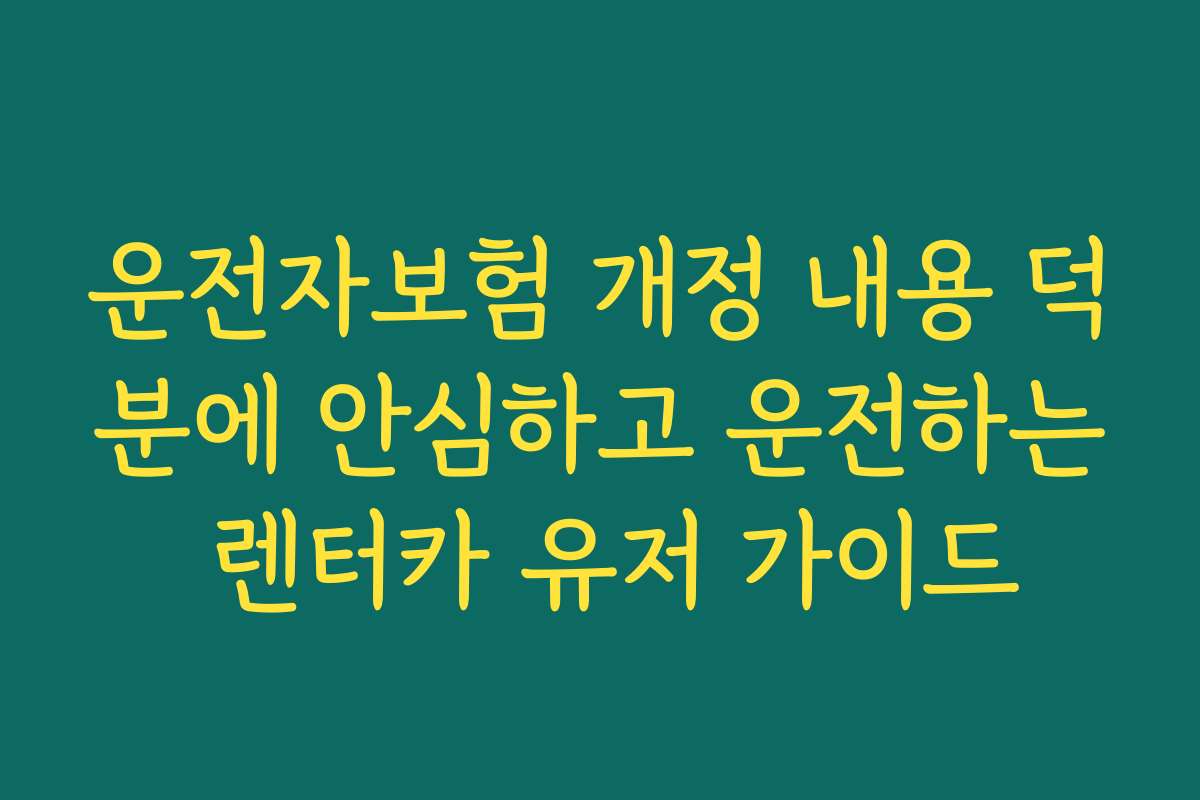 운전자보험 개정 내용 덕분에 안심하고 운전하는 렌터카 유저 가이드 운전자보험 개정 내용 덕분에 안심하고 운전하는 렌터카 유저 가이드