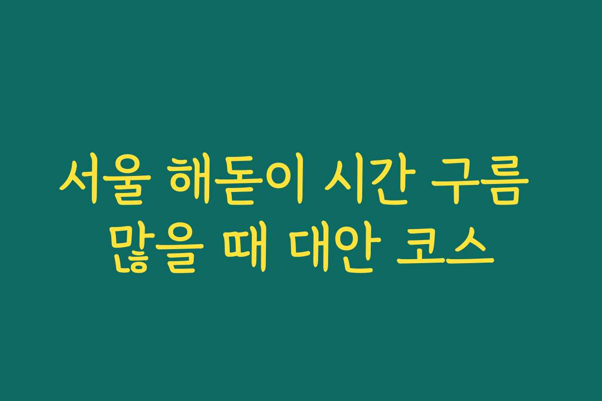 서울 해돋이 시간 구름 많을 때 대안 코스