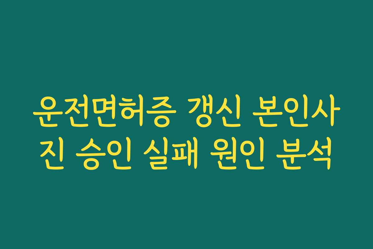 운전면허증 갱신 본인사진 승인 실패 원인 분석