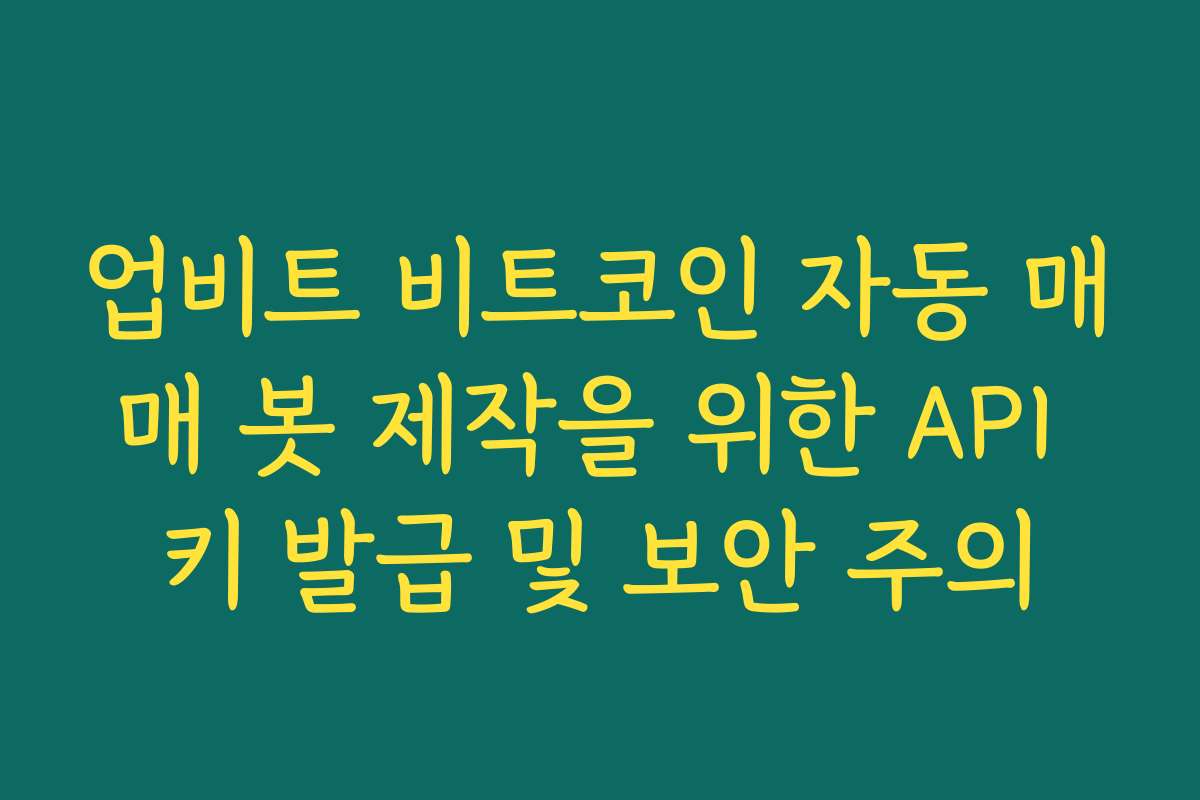 업비트 비트코인 자동 매매 봇 제작을 위한 API 키 발급 및 보안 주의