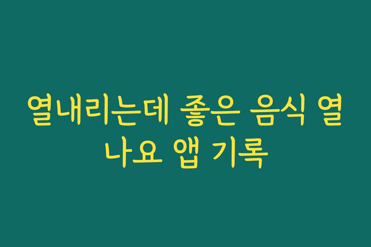 열내리는데 좋은 음식 열나요 앱 기록