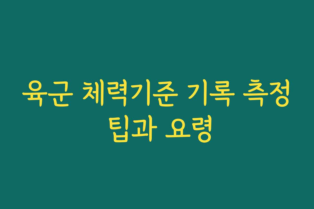 육군 체력기준 기록 측정 팁과 요령 육군 체력기준 기록 측정 팁과 요령