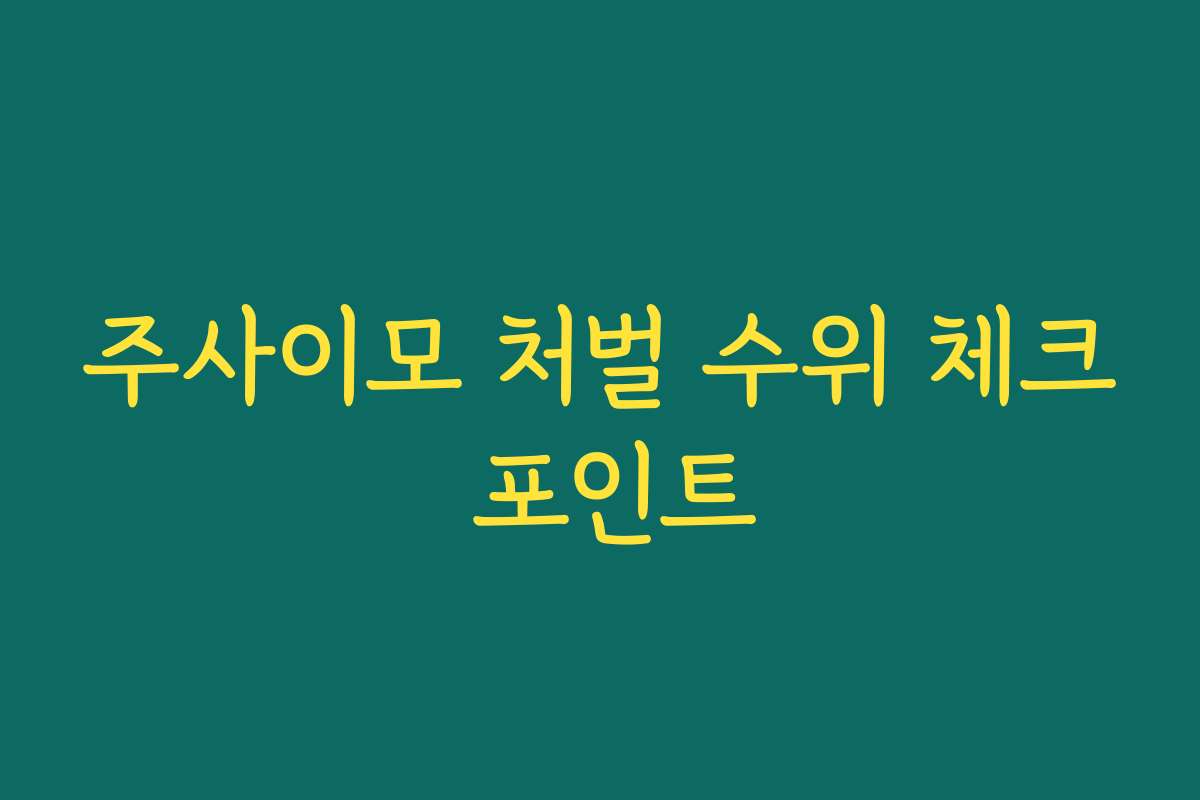 주사이모 처벌 수위 체크 포인트