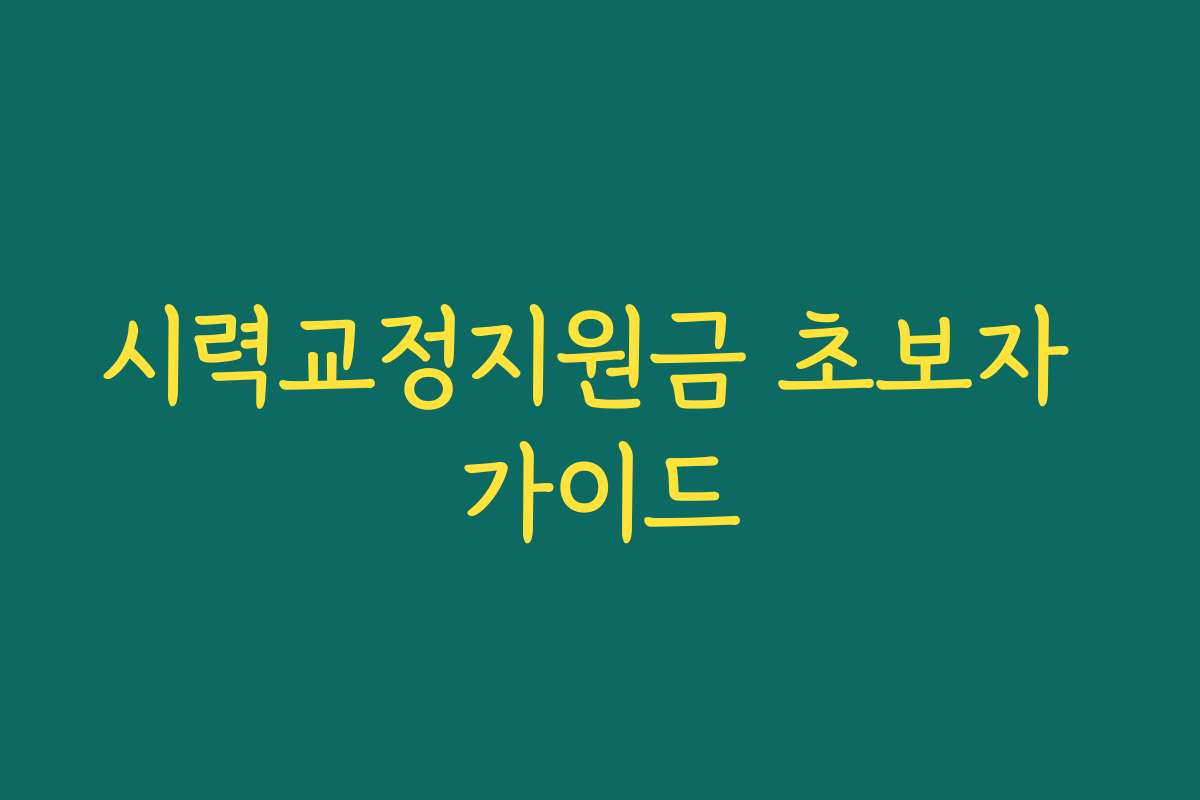 시력교정지원금 초보자 가이드
