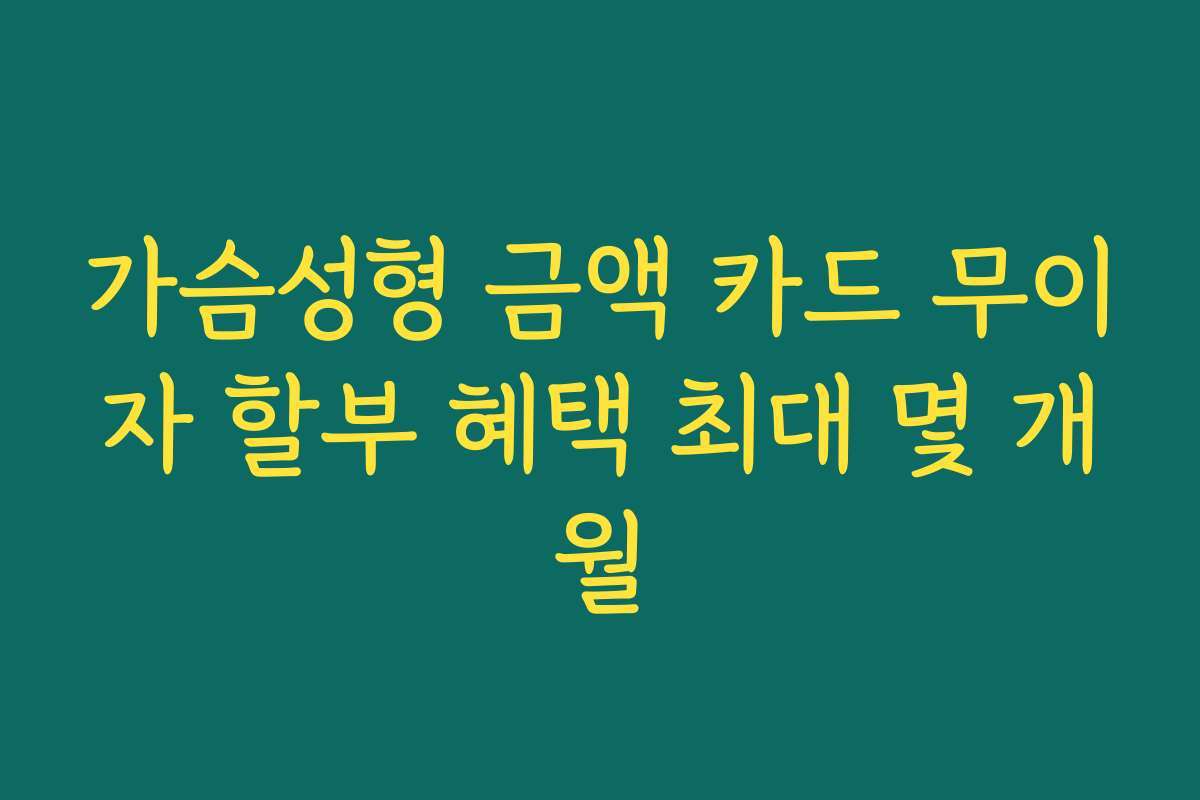 가슴성형 금액 카드 무이자 할부 혜택 최대 몇 개월
