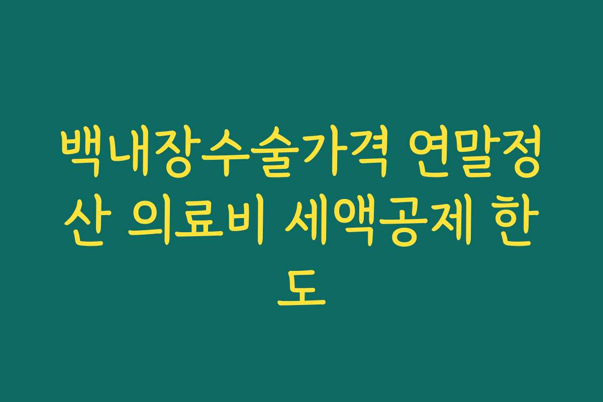 백내장수술가격 연말정산 의료비 세액공제 한도 백내장수술가격 연말정산 의료비 세액공제 한도