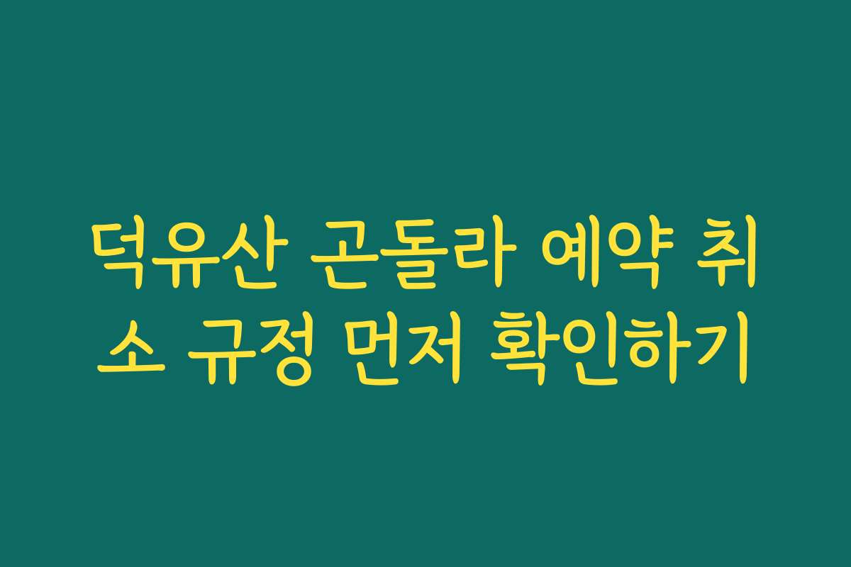 덕유산 곤돌라 예약 취소 규정 먼저 확인하기