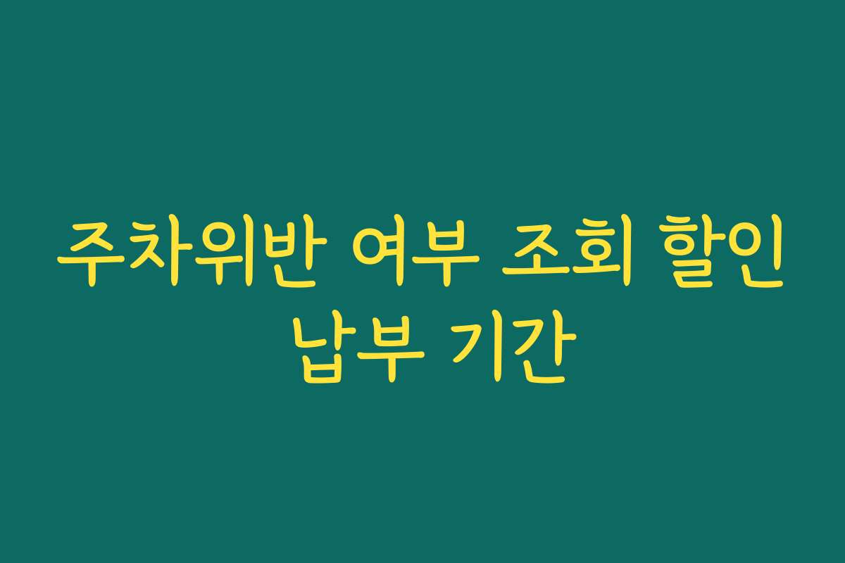 주차위반 여부 조회 할인 납부 기간