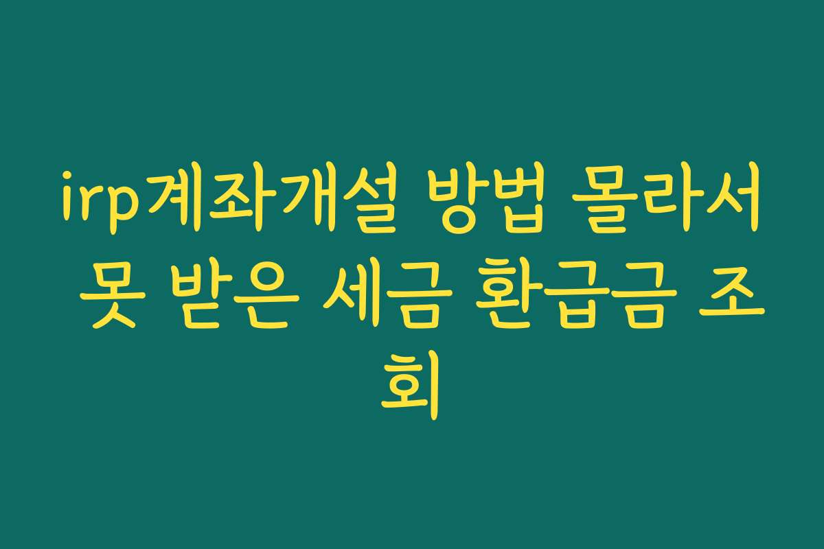 irp계좌개설 방법 몰라서 못 받은 세금 환급금 조회