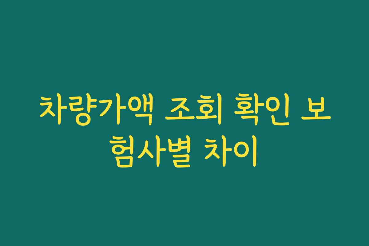 차량가액 조회 확인 보험사별 차이