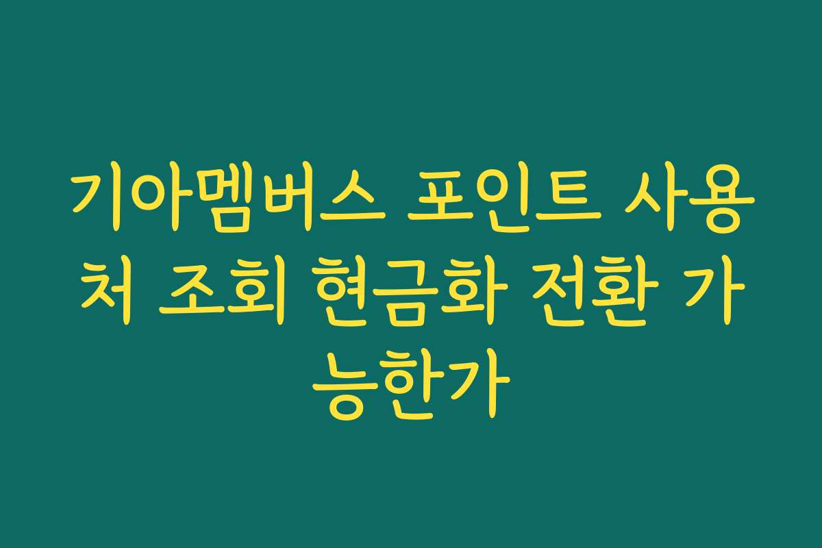 기아멤버스 포인트 사용처 조회 현금화 전환 가능한가