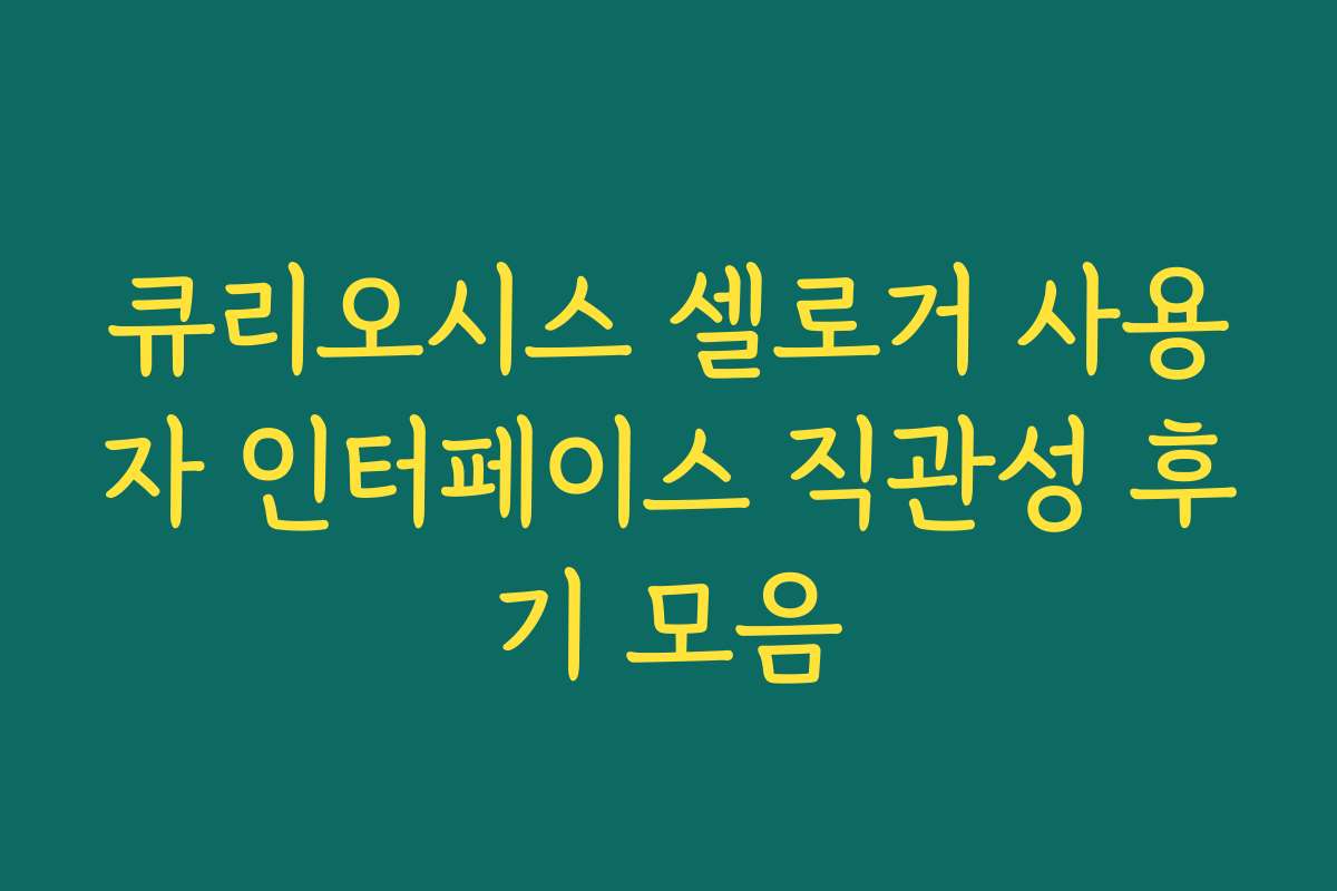 큐리오시스 셀로거 사용자 인터페이스 직관성 후기 모음