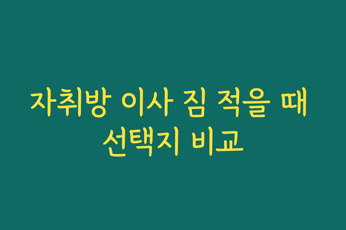 자취방 이사 짐 적을 때 선택지 비교 자취방 이사 짐 적을 때 선택지 비교
