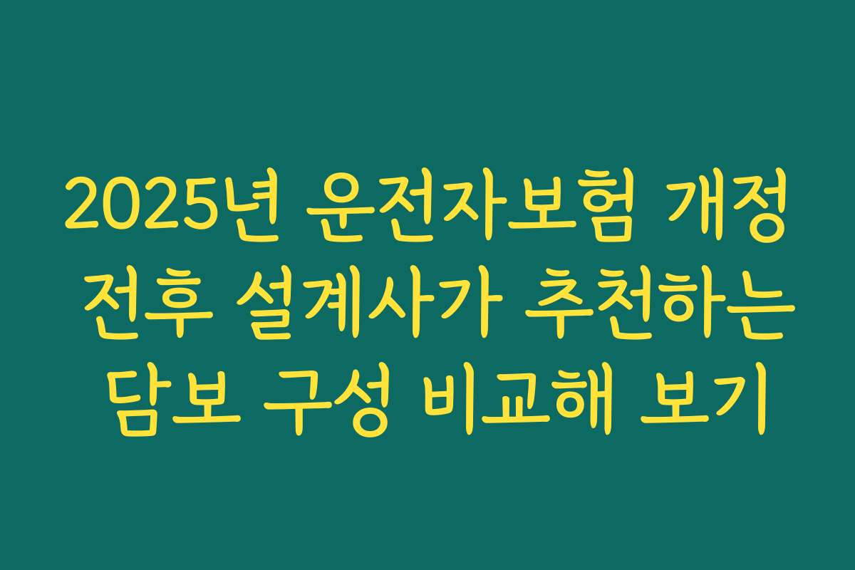 2025년 운전자보험 개정 전후 설계사가 추천하는 담보 구성 비교해 보기
