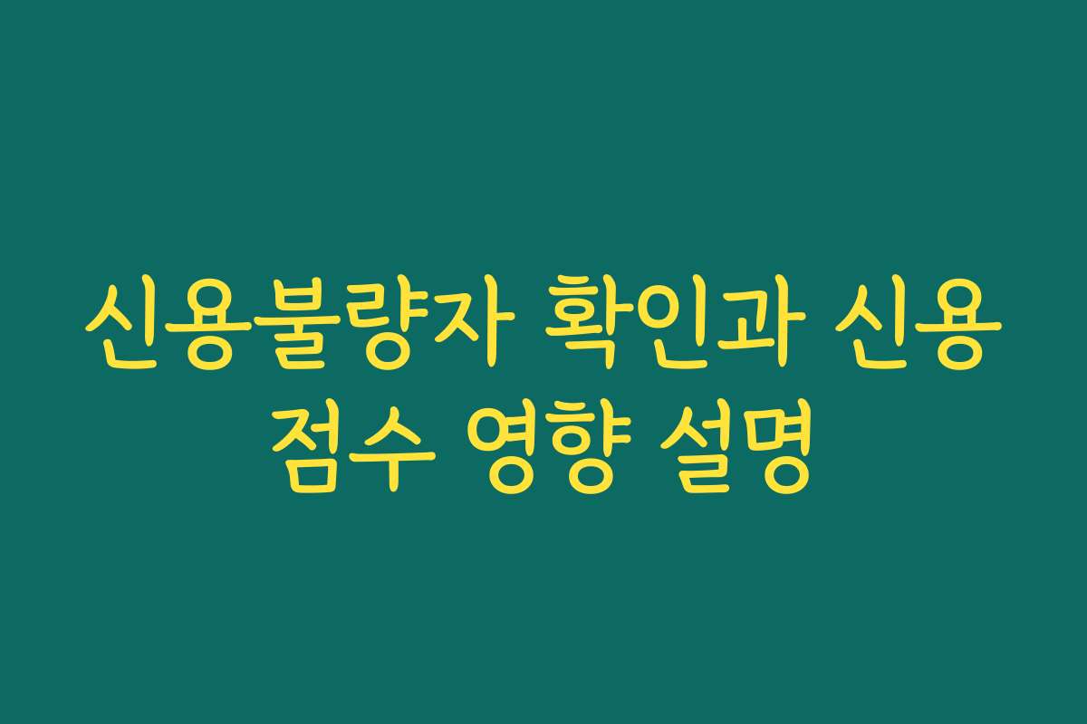 신용불량자 확인과 신용점수 영향 설명