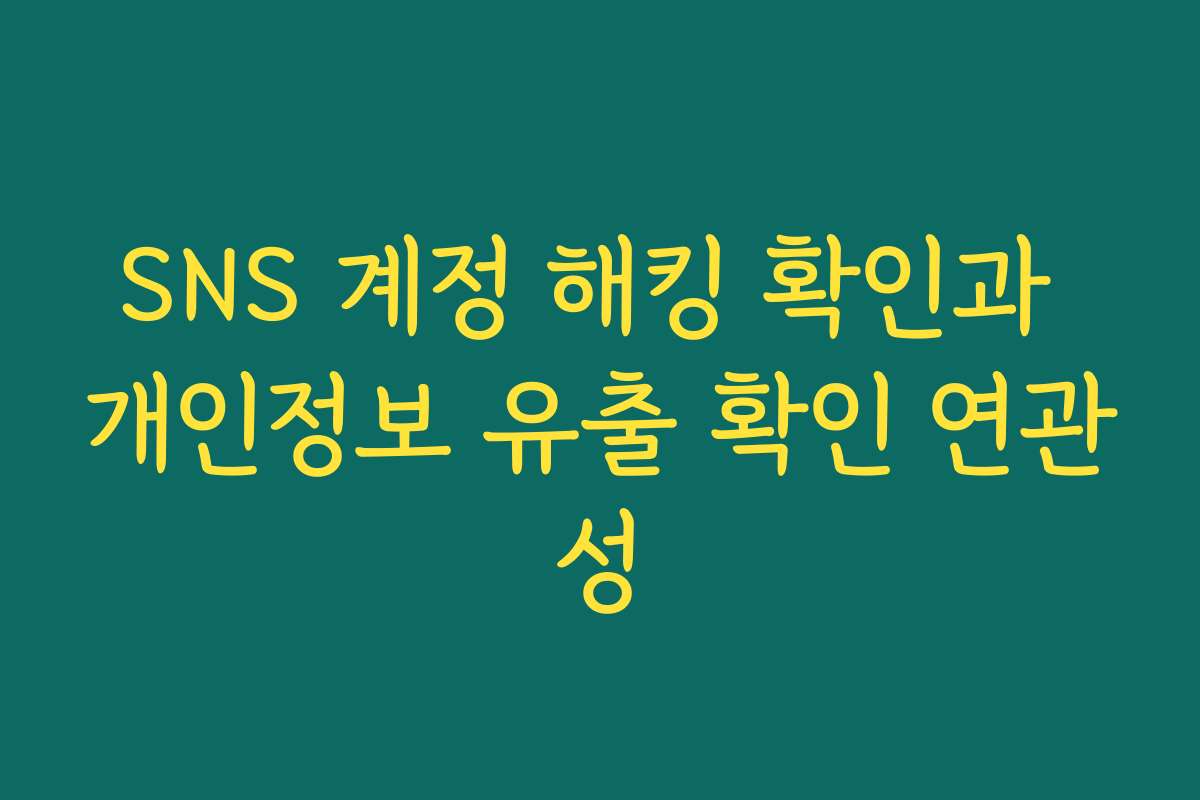 SNS 계정 해킹 확인과 개인정보 유출 확인 연관성