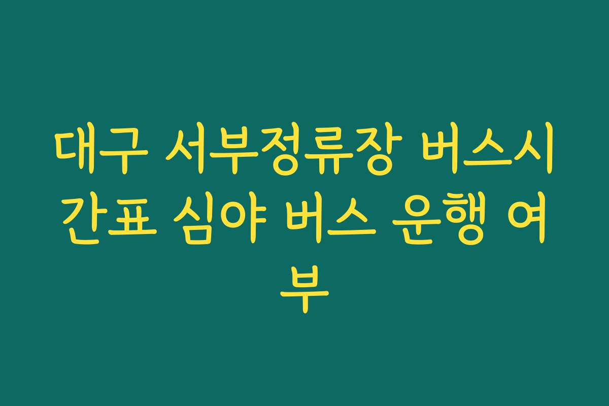 대구 서부정류장 버스시간표 심야 버스 운행 여부