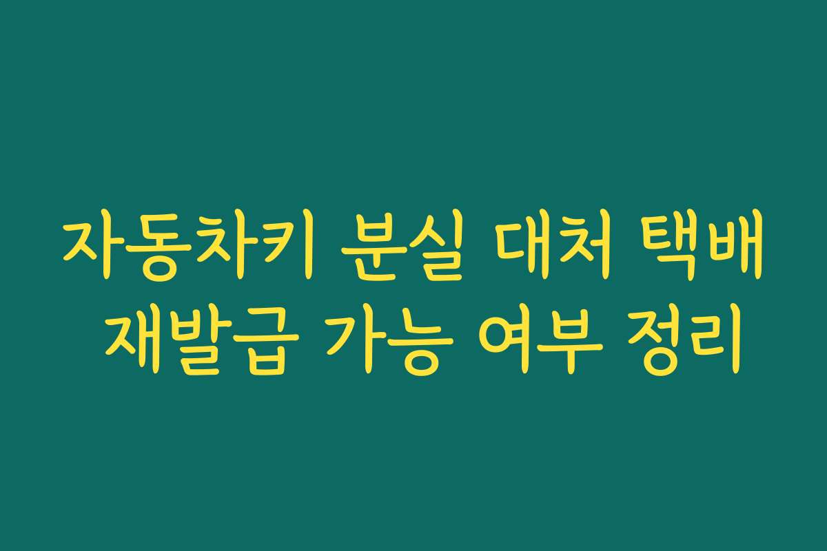 자동차키 분실 대처 택배 재발급 가능 여부 정리