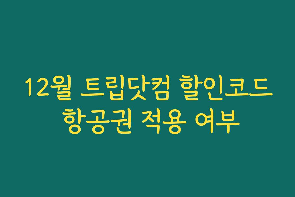 12월 트립닷컴 할인코드 항공권 적용 여부 12월 트립닷컴 할인코드 항공권 적용 여부