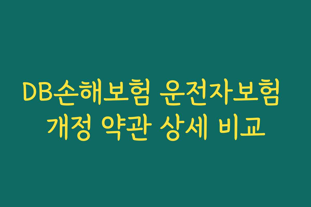 DB손해보험 운전자보험 개정 약관 상세 비교